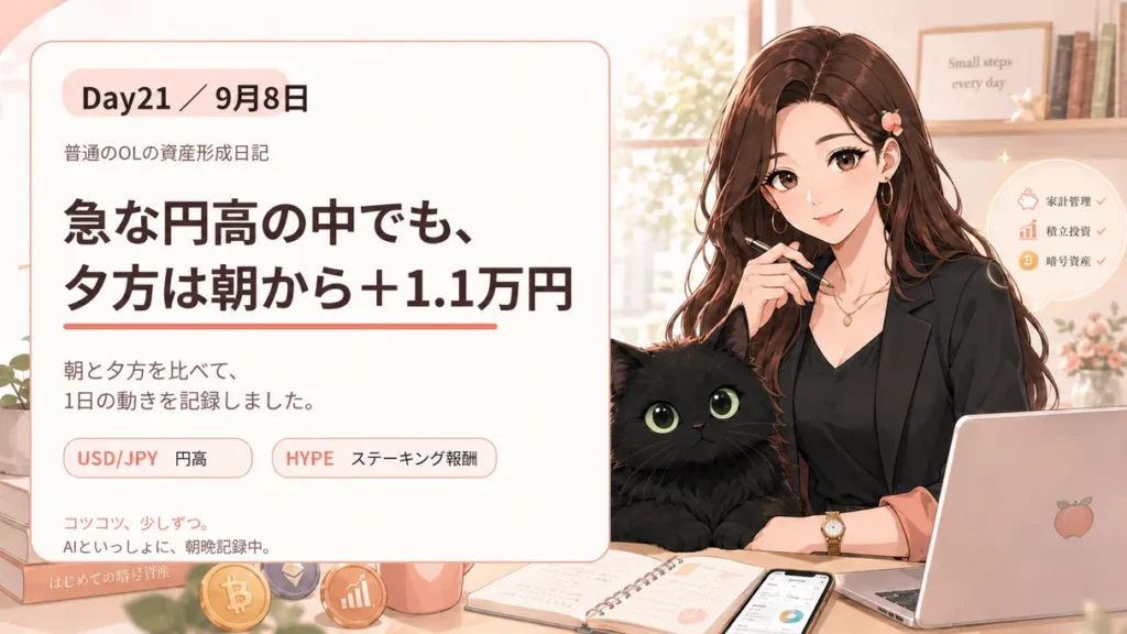 Day21 9月8日 急な円高の中でも夕方は朝からプラス1.1万円