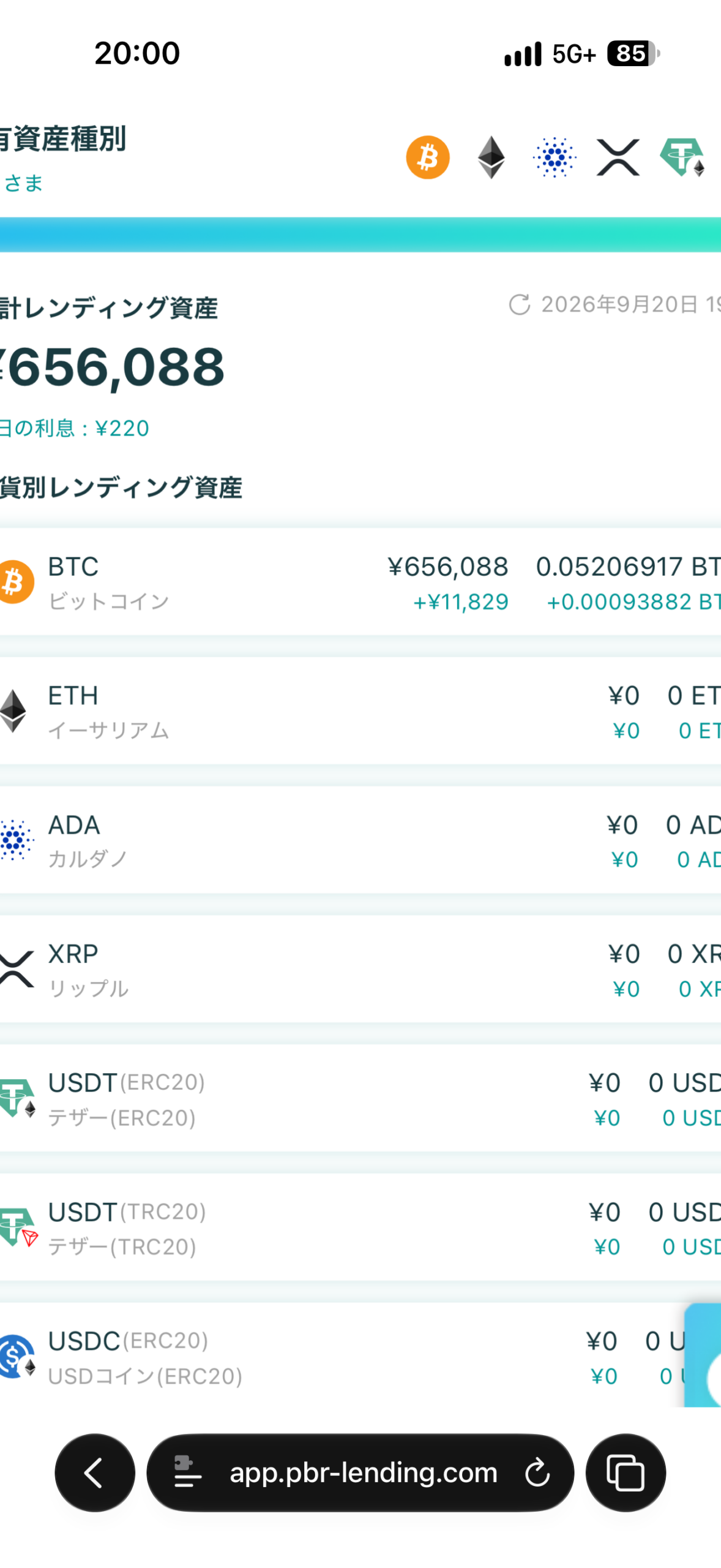 Day33 PBR Lending 資産画面
