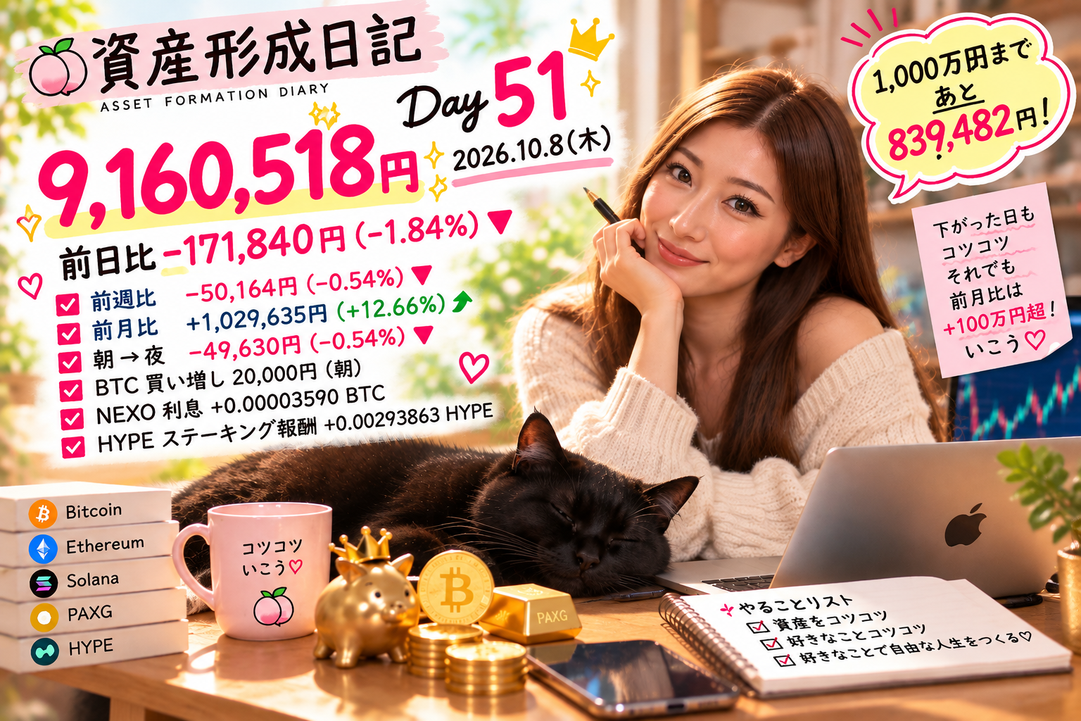 10月8日 Day51 資産運用記録 アイキャッチ