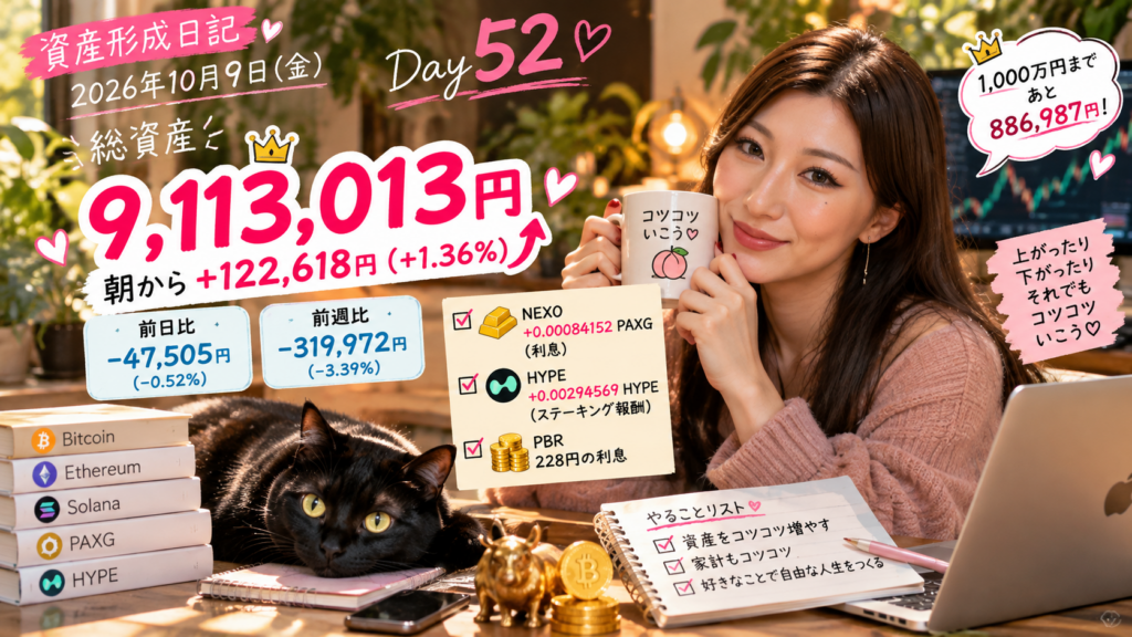 10月9日 Day52 資産運用記録 アイキャッチ